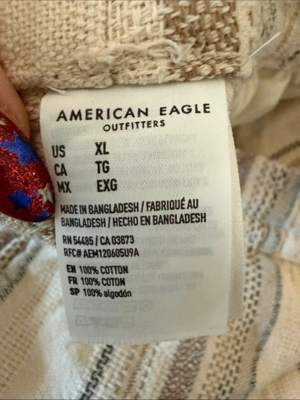 American Eagle Outfitters Cream and Tan Textured Knit Top